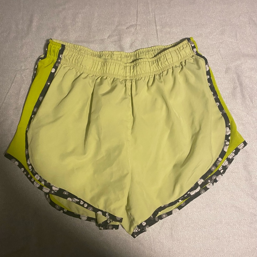 Nike Light Lime Women’s Athletic Shorts with Floral Trim
